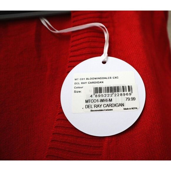 Madeleine Thompson Women's Sz M Red & Pink Striped Del Ray Cardigan Sweater - Picture 5 of 7